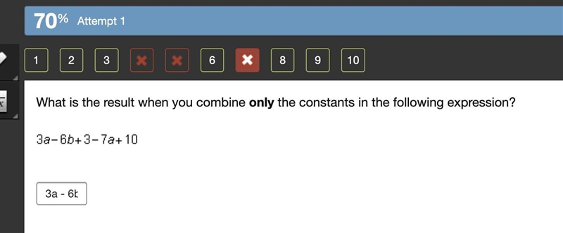 What is the result when you combine only the constants in the following expression-example-1