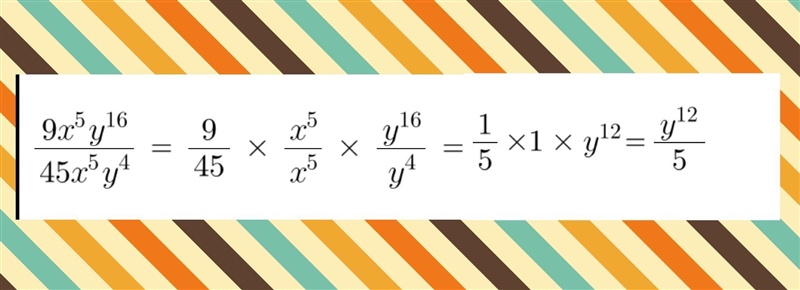 Which expression is equivalent to on is equivalent to 9x^5y^16/45x^5y^4?-example-1