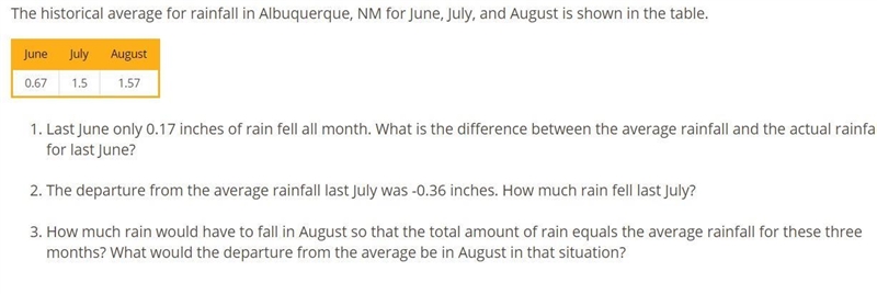 Last June only 0.17 inches of rain fell all month. What is the difference between-example-1