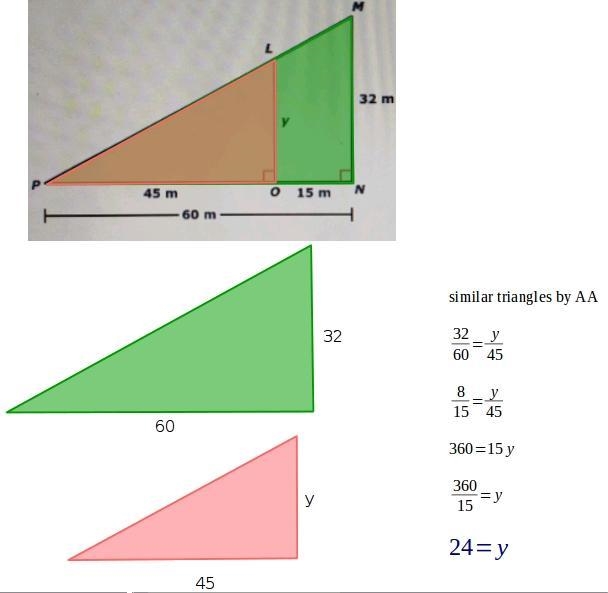 I need help finding y. I keep getting answers that are bigger than they should be-example-1