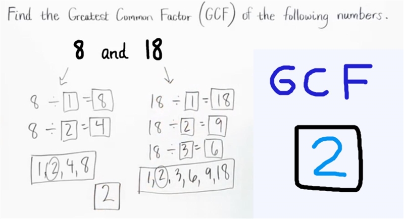 What is the greatest common factor of 8 and 18?-example-1