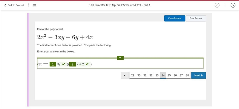 Factor the polynomial. 2x^2 – 3xy-6y +4x-example-1