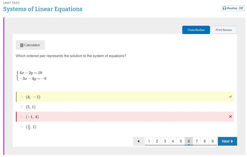 Which ordered pair represents the solution to the system of equations? {4x−2y=18−3x-example-1