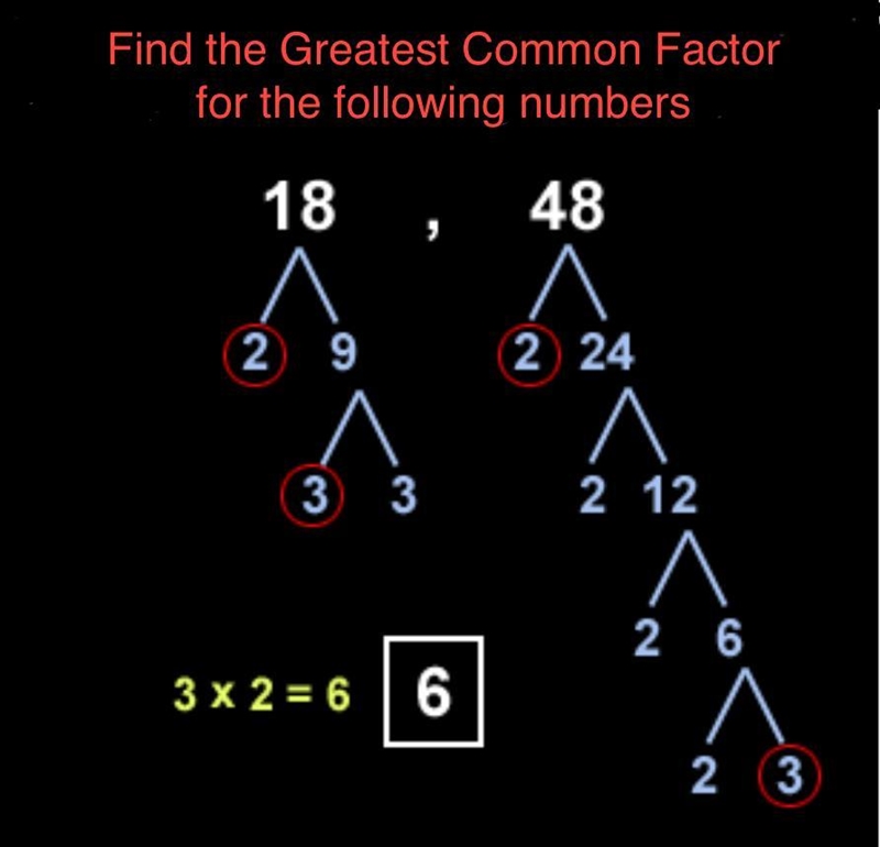 Find the greatest common factor of 18 and 48 .-example-1