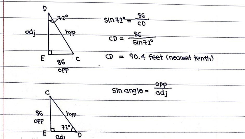 (I need some help please do if you can) ʕ•ᴥ•ʔ In ΔCDE, the measure of ∠E=90°, the-example-1