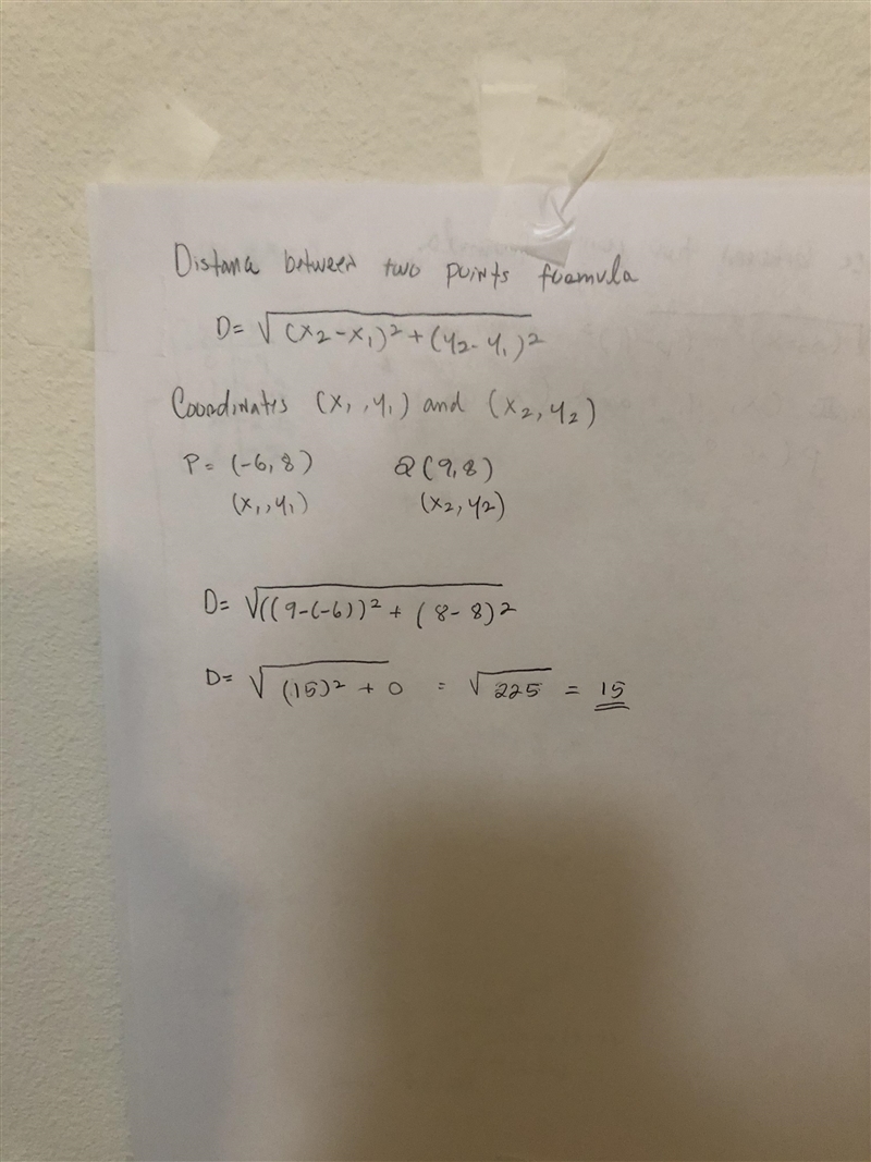 PLEASE HELP!!! What is the distance, in units, between P=(−6,8) and Q=(9,8)?-example-1