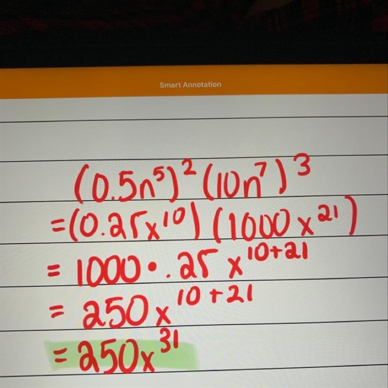 Find the product. (0.5n^5)^2(10n^7)^3-example-1