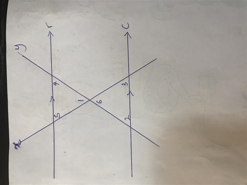 PLEASE HELP!!! Line r is parallel to line c. Parallel lines r and c are crossed by-example-1