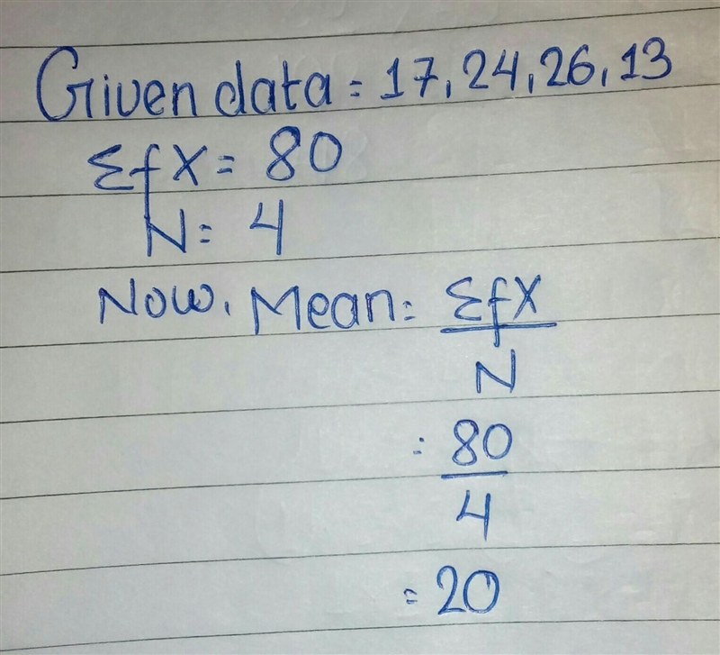 What is the mean of the data set? 17, 24, 26, 13 Pls I need this fast-example-1