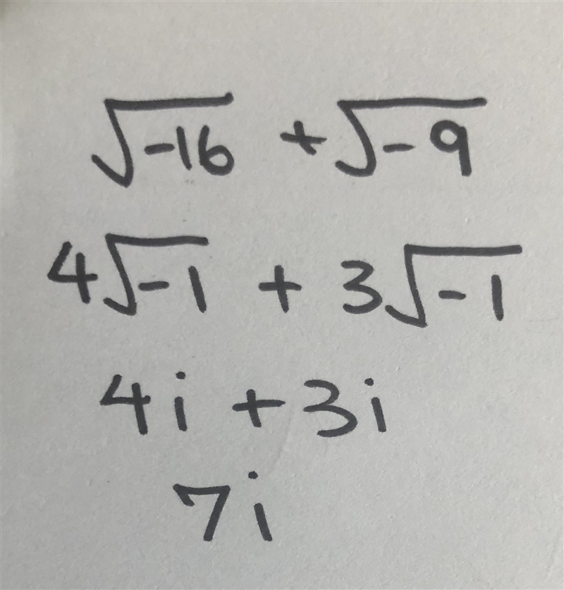 Simplify the square root of -16 + the square root of -9-example-1