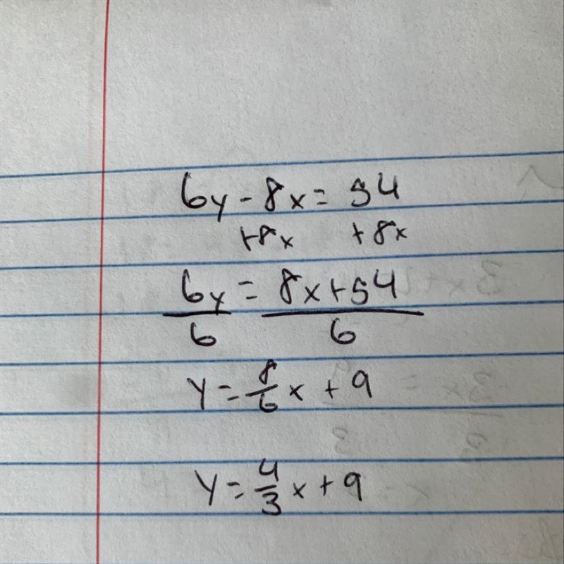 Put the following equation of a line into slope-intercept form, simplifying all fractions-example-1