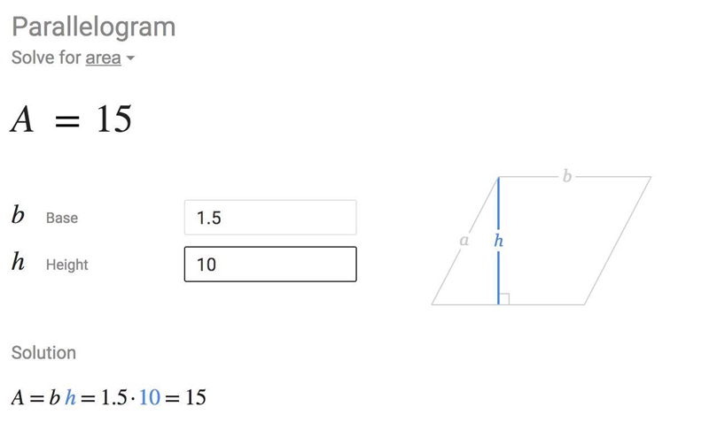 What is the area of the parallelogram shown? 1.5 cm 10 cm 3 cm​-example-1