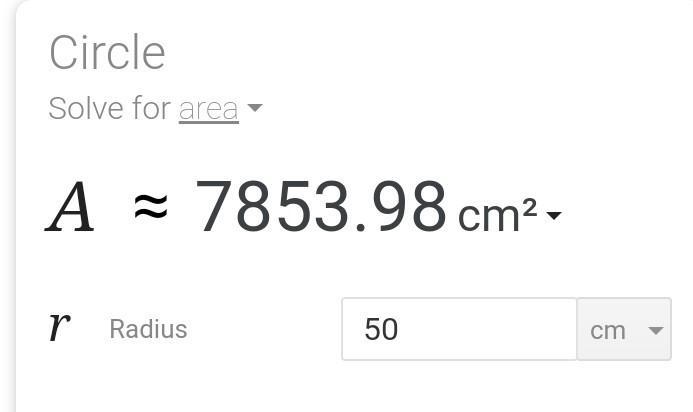 If a circle has the radius 50cm what is the area-example-1