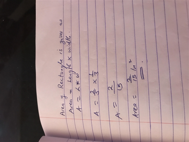 A rectangle is 2 5 inches long and 1 3 inches wide. What is the area of the rectangle-example-1