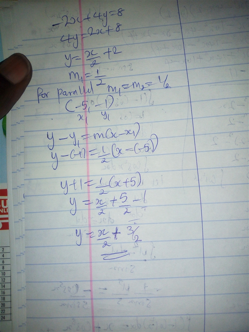 Find the equation of a Line , in slope-intercept form of a line that passes throught-example-1