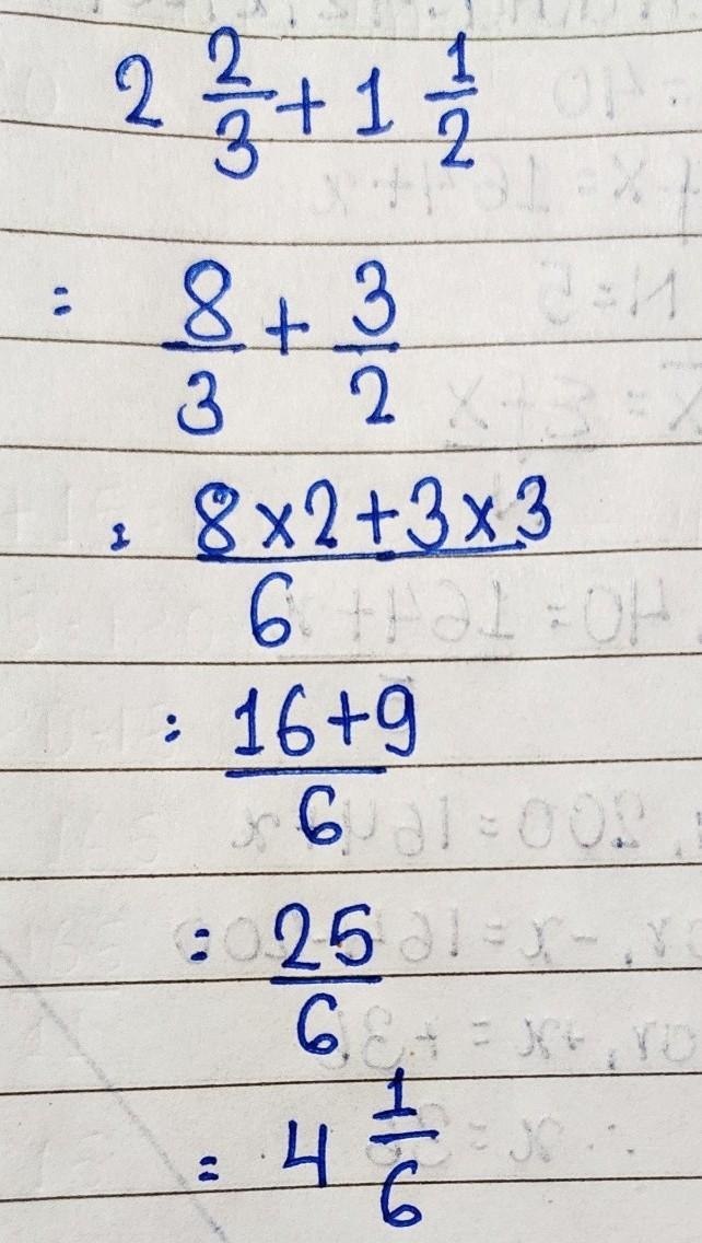 What is 2 and 2/3+ 1 and 1/2 Enter a zero or leave the whole number box blank to enter-example-1