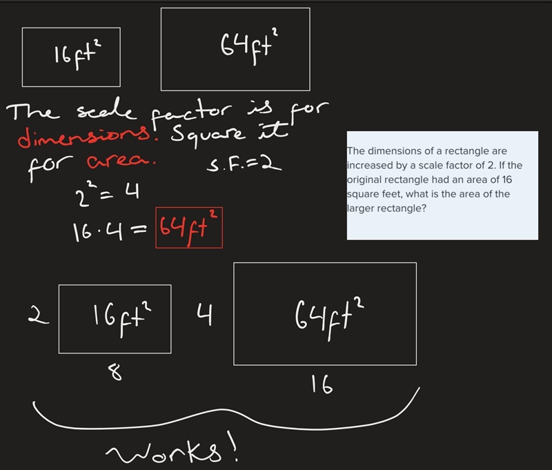 The dimensions of a rectangle are increased by a scale factor of 2. If the original-example-1