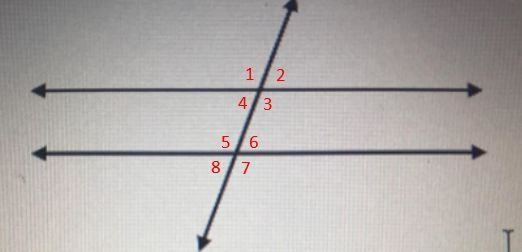 Name 5 of the 8 sets of supplementary angles-example-1