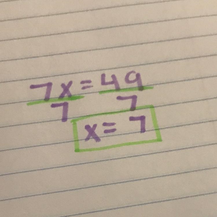 7x squared is equal to 49 what is the value of x-example-1