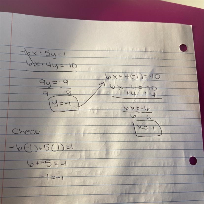 4) -6x + 5y = 1 6x + 4y=-10-example-1