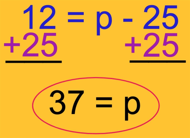 12=p-25 what is the value of p? Pls help-example-1