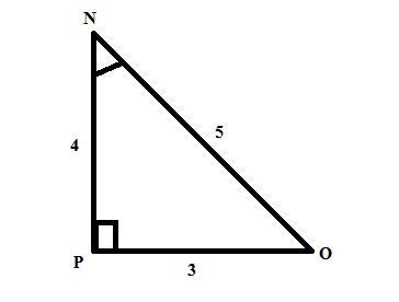 In ΔNOP, the measure of ∠P=90°, ON = 5, PO = 3, and NP = 4. What is the value of the-example-1