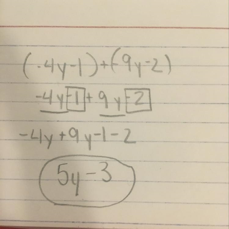 (-4y - 1) + (-9y -2)-example-1