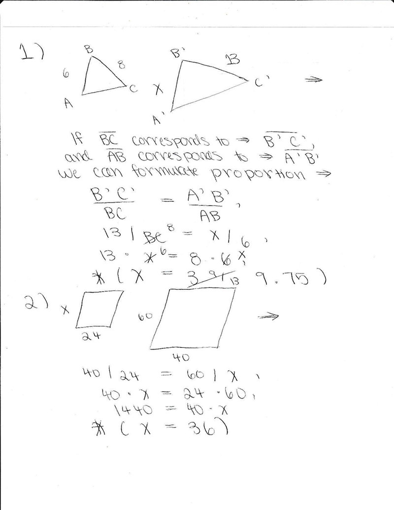 Can y’all find the missing side length so that their similar figures-example-1