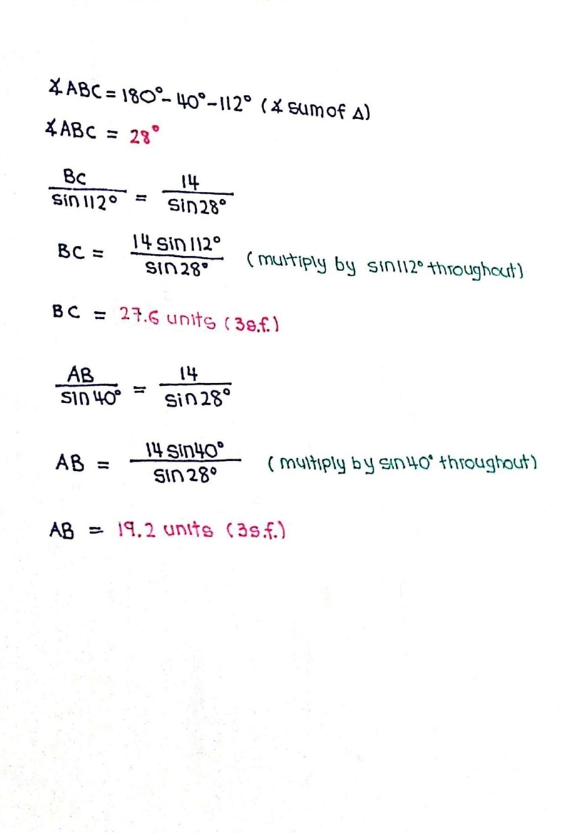 Please help with my homework Solve the given triangles by finding a missing angle-example-1