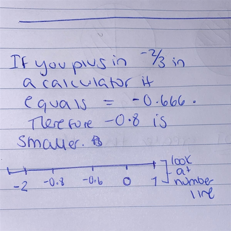 Which is greater -2/3 or -0.8?-example-1