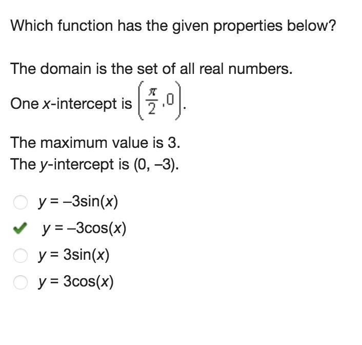 Which function has the given properties below? The domain is the set of all real numbers-example-1