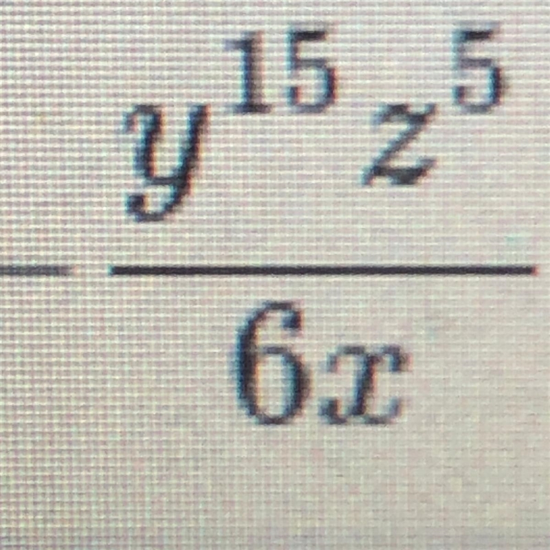 Simplify x^-3*(y^8*z^5)/x^-2*y^-7*-6-example-1