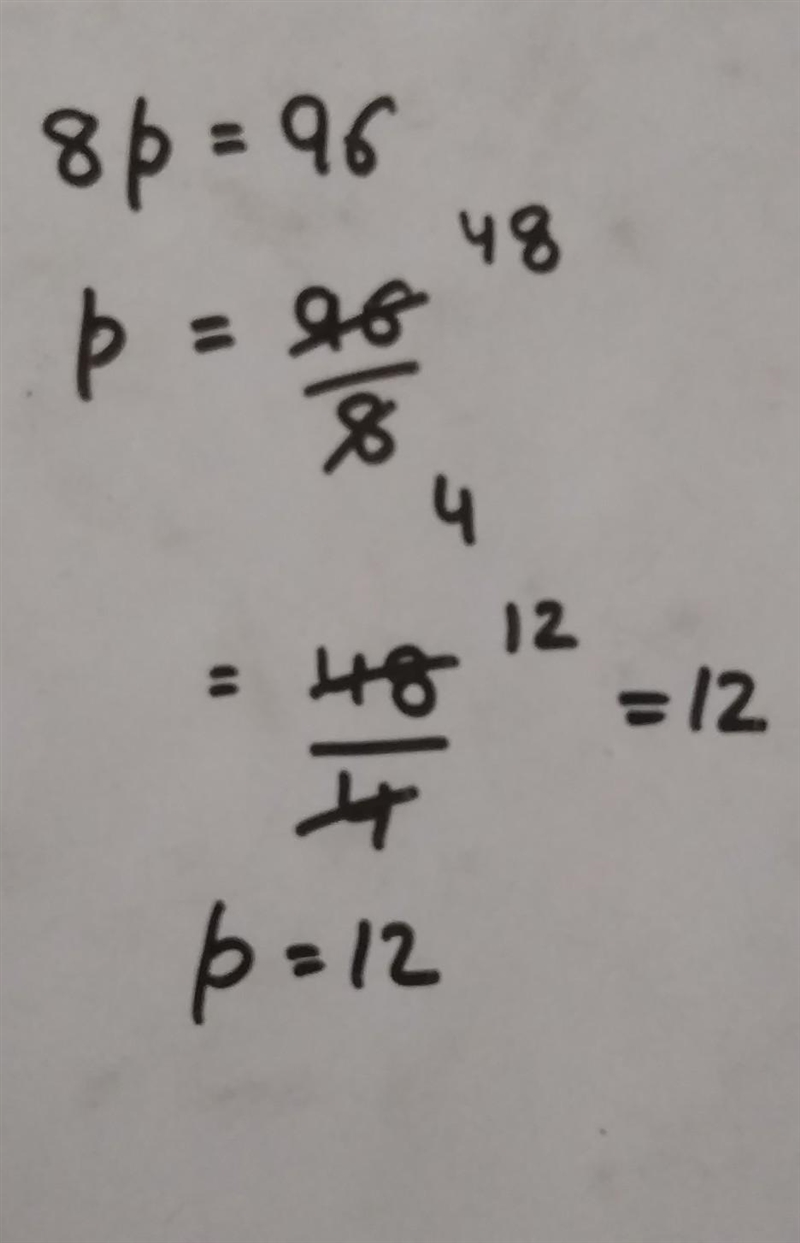 What is the equation 8p=96-example-1