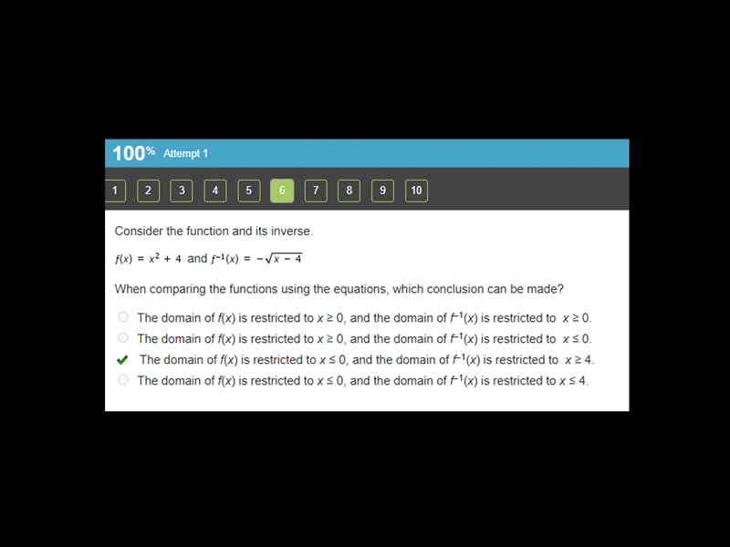 Consider the function and its inverse. and When comparing the functions using the-example-1