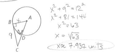 In the figure to the right, if AC=12 and BC=9, what’s the radius?-example-1