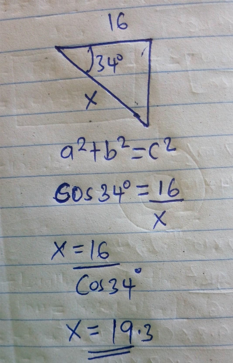 Solve for x, a2+b2=c2 i just don’t have a calculator to do it with-example-1