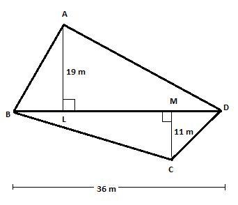 ABCD is a quadrilateral-shaped field in which diagnol BD is 36m, AL perpendicular-example-1