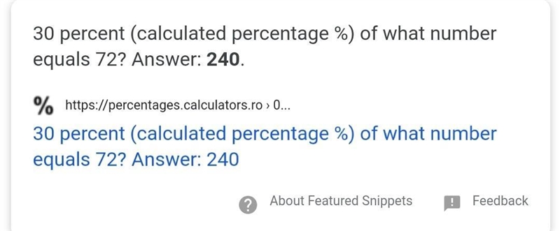 30% of what number is 72? I need to find the whole number-example-1