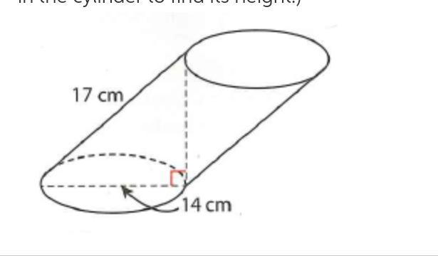 A vase in the shape of an oblique cylinder has the dimensions shown. What is the volume-example-1