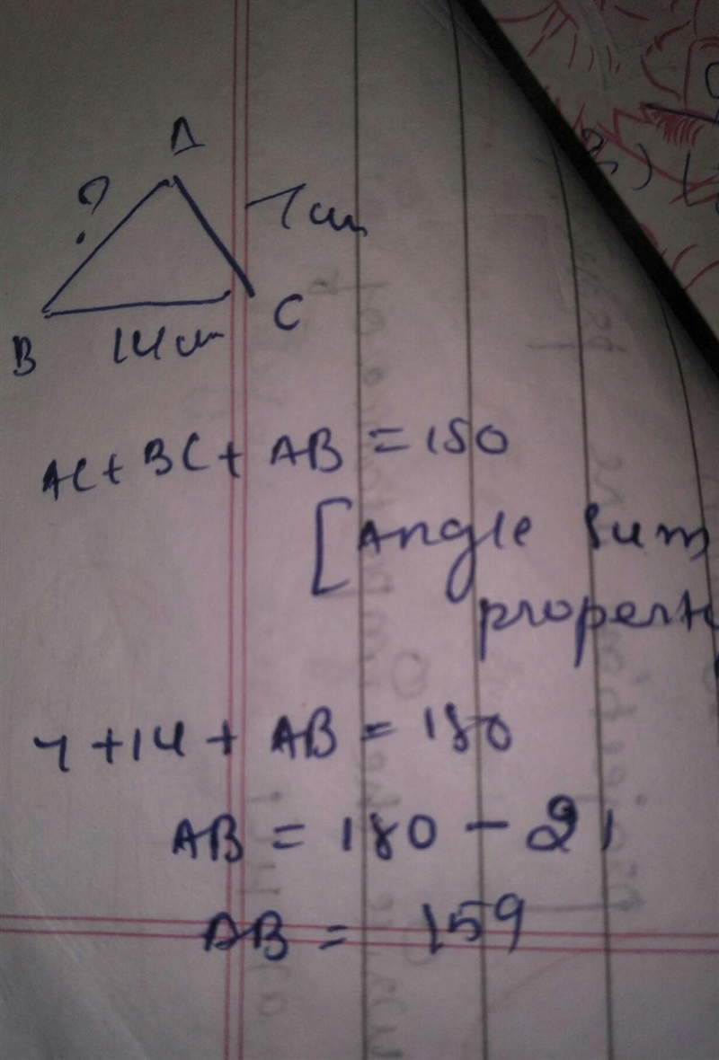 In the triangle abc the side length side are bc=14 and ac=7 whats b-example-1