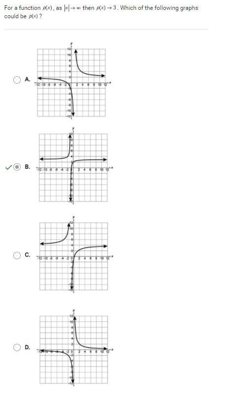 For a function p(x), as |x|—> infinity then p(x)—> 3. Which of the following-example-1