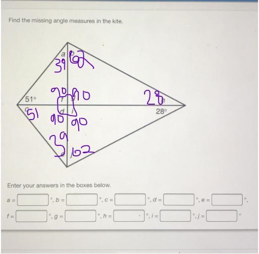 Find the missing angle measures in the kite-example-1