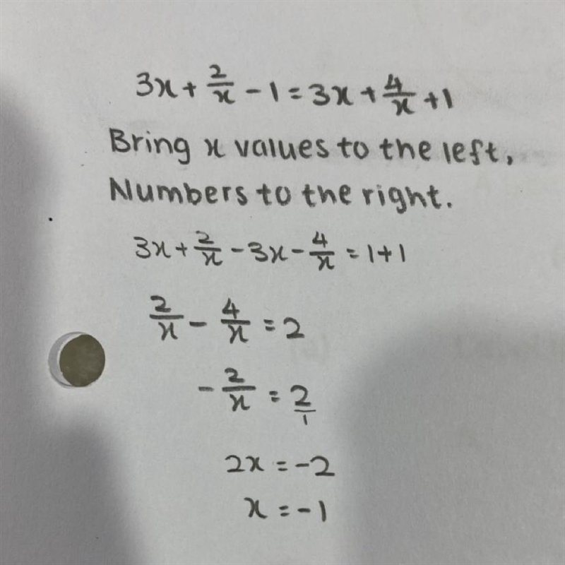 3x+2/x-1=3x+4/x+1 solve this equation-example-1