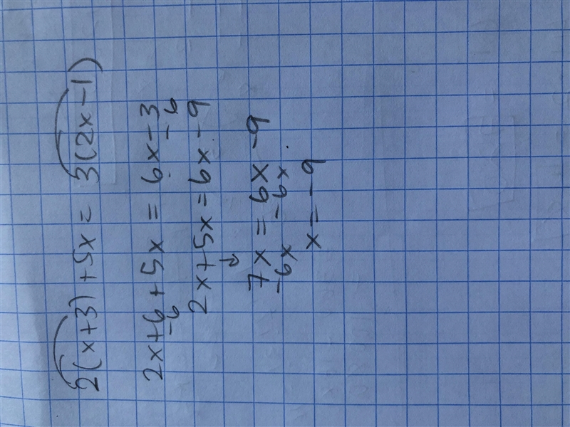 2(x+3)+ 5x = 3(2x-1)-example-1