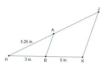 What is the length of Line segment A J if Line segment A B is parallel to lines segment-example-1