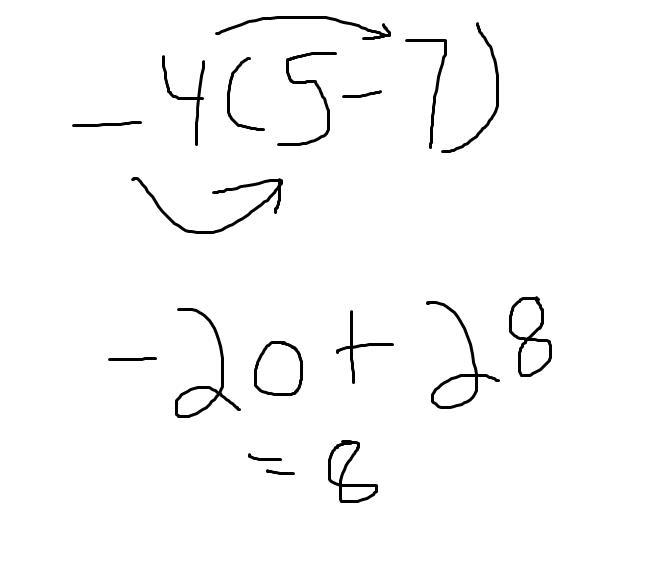 Deirdre comes across the equation below on her math homework. –4(5 – 7) = x Deirdre-example-1