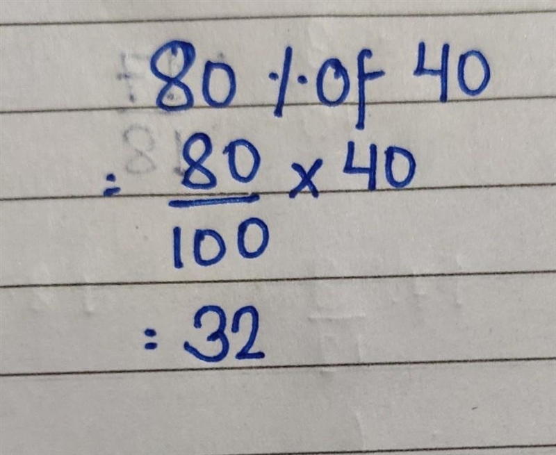 Landon scores 80% on his math test. if there are 40 problems how many did he get correct-example-1