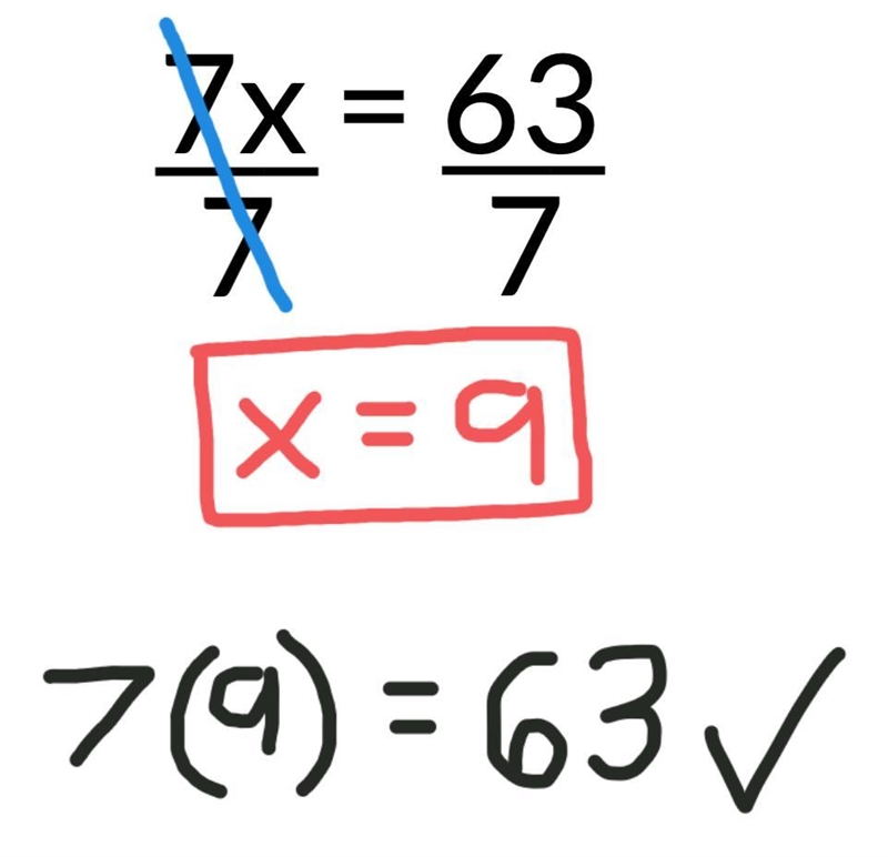 Solve for x: 7x = 63-example-1