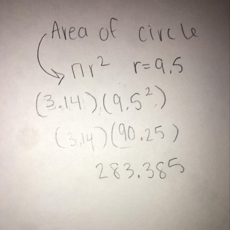 A circle has a radius of 9.5 centimeters. What is the area of the circle?Use 3.14 for-example-1