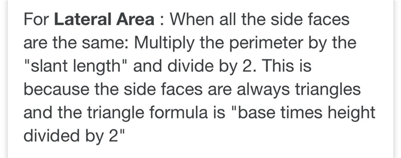 What is the lateral area of the triangular pyramid?   square units-example-1